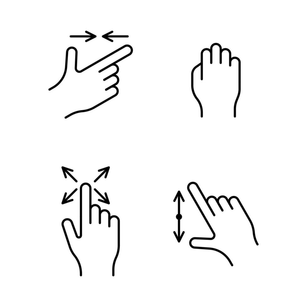 Gesture Sign Black Thin Line Icon Set. Vector