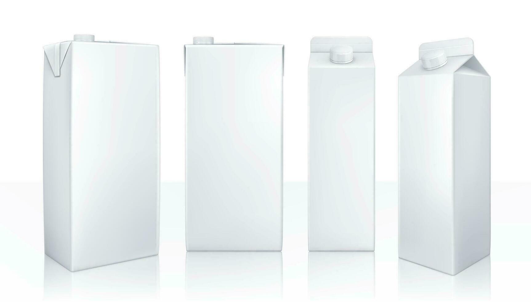 Realistic Detailed 3d Blank Juice or Milk Pack Template Set. Vector