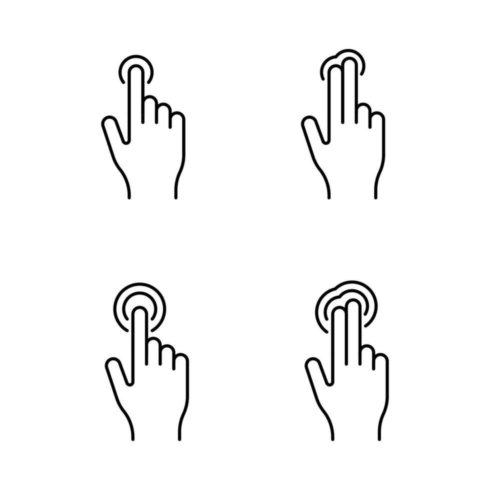 Gesture Sign Black Thin Line Icon Set. Vector