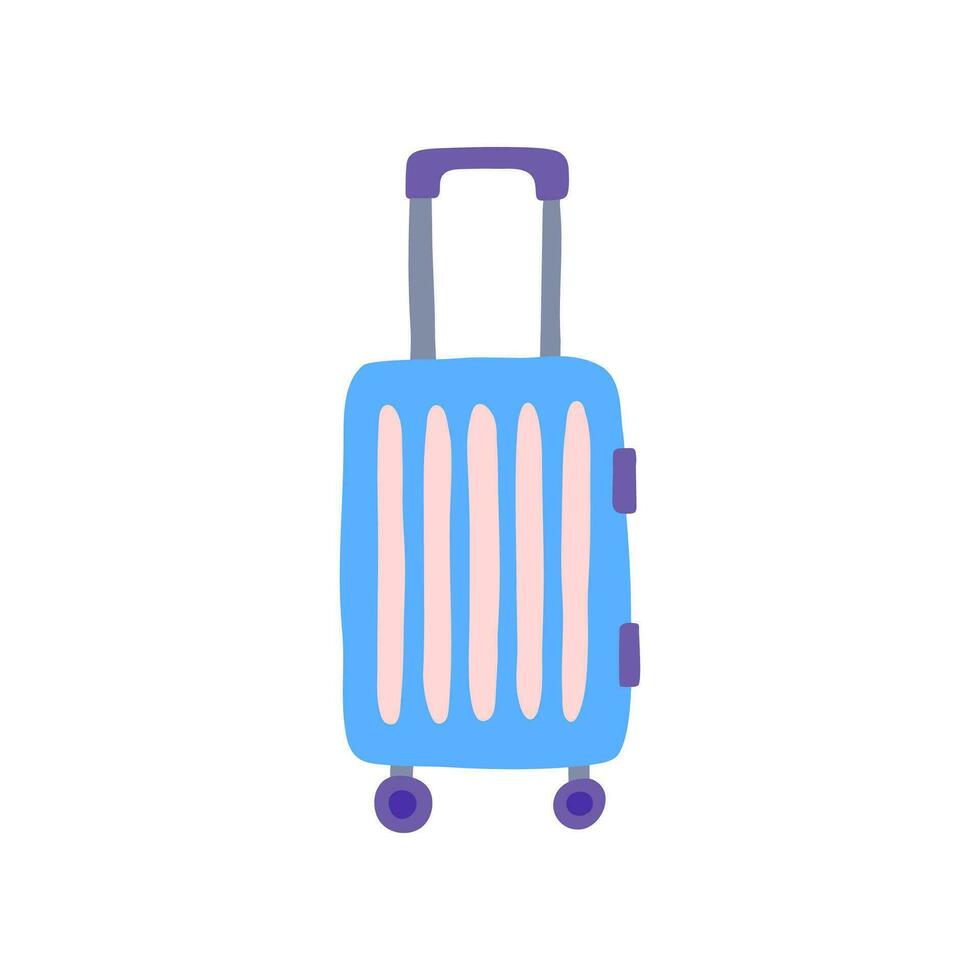 dibujos animados color viaje maleta bolso con rayas. vector