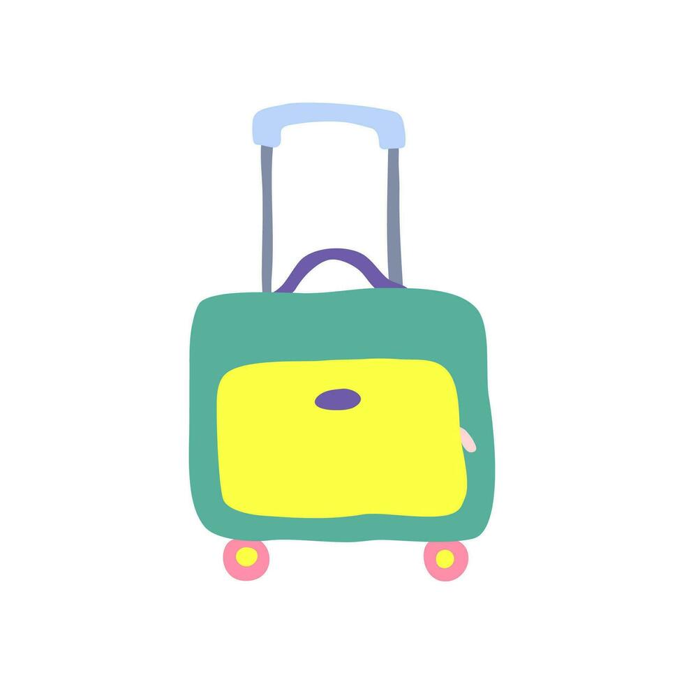 Cartoon Color Travel Suitcase Bag with Handle. Vector