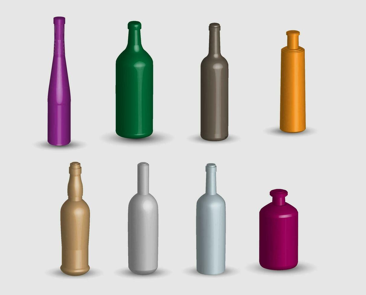 set bottles 3d vector