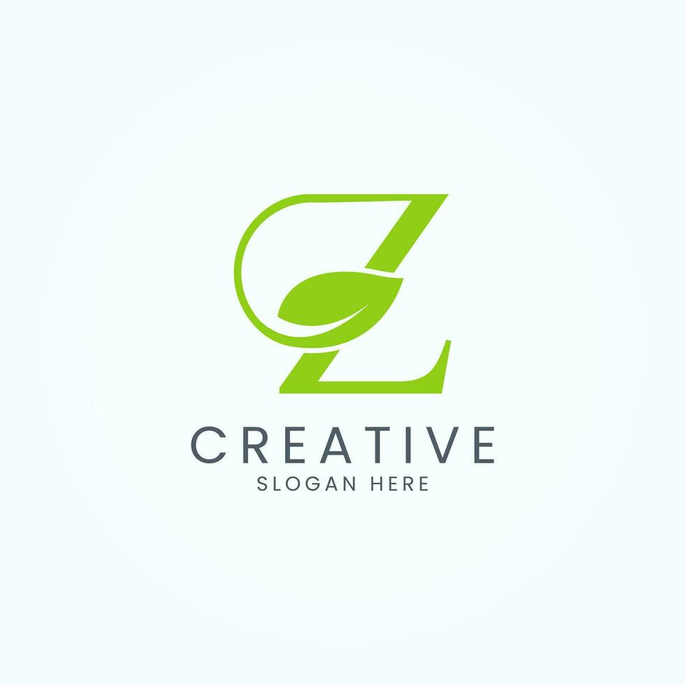 Initial Letter Z With Leaf Monogram Logo Design Template vector