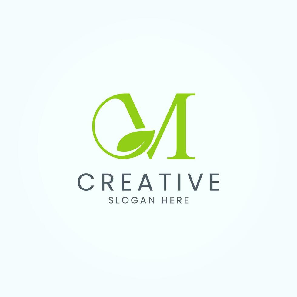 Initial Letter M With Leaf Monogram Logo Design Template vector