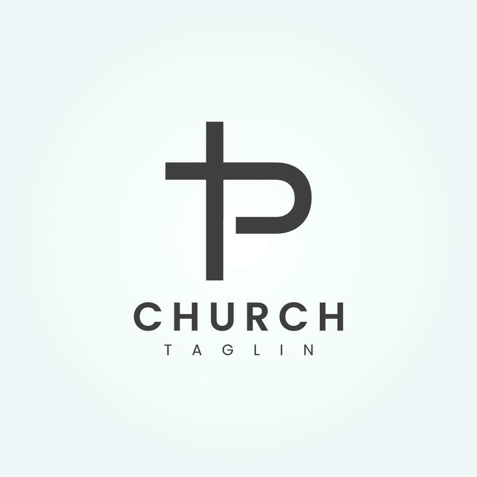 Letter P with Church Logo Design Vector Template