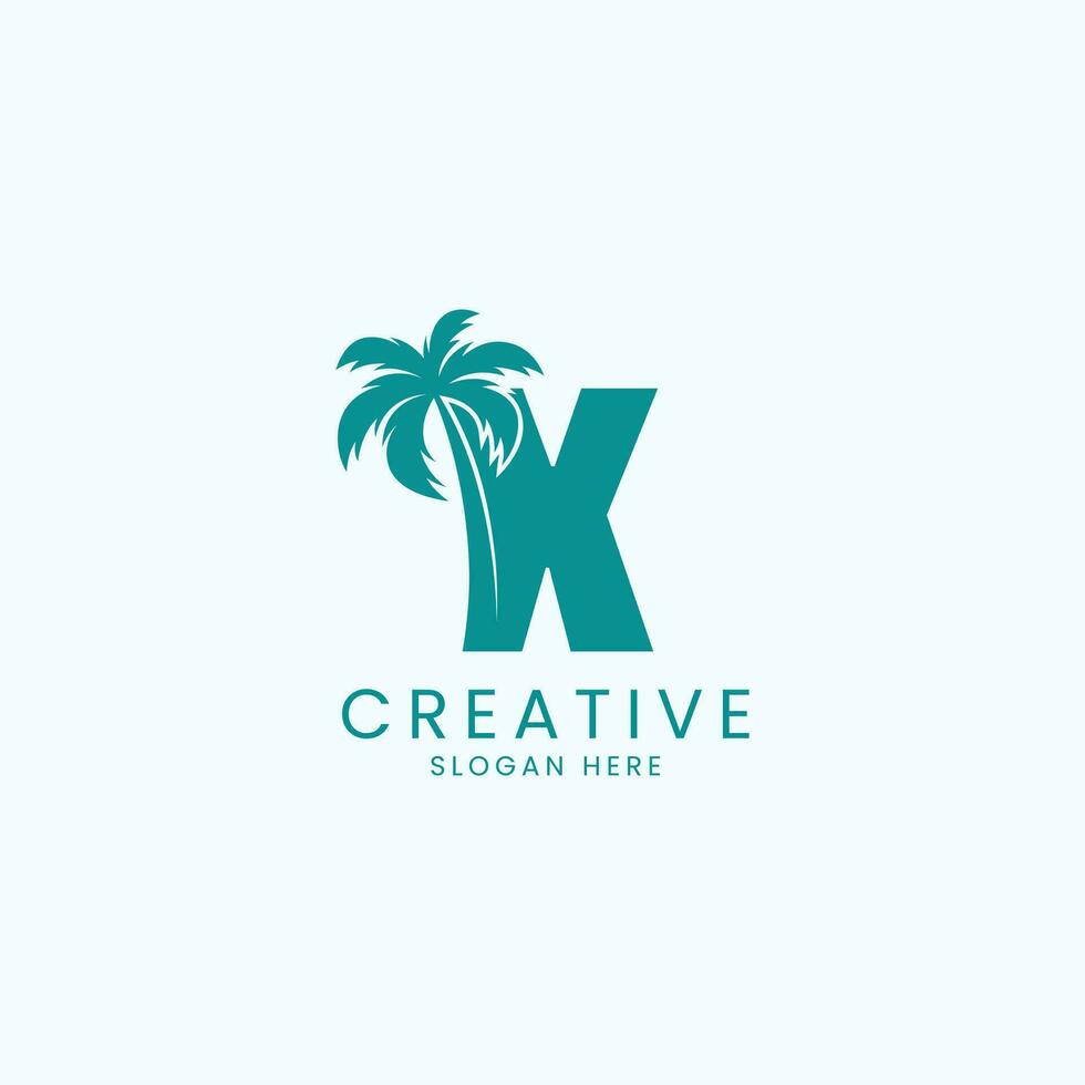 Beach Palm Tree With Letter X Logo Design Vector Image