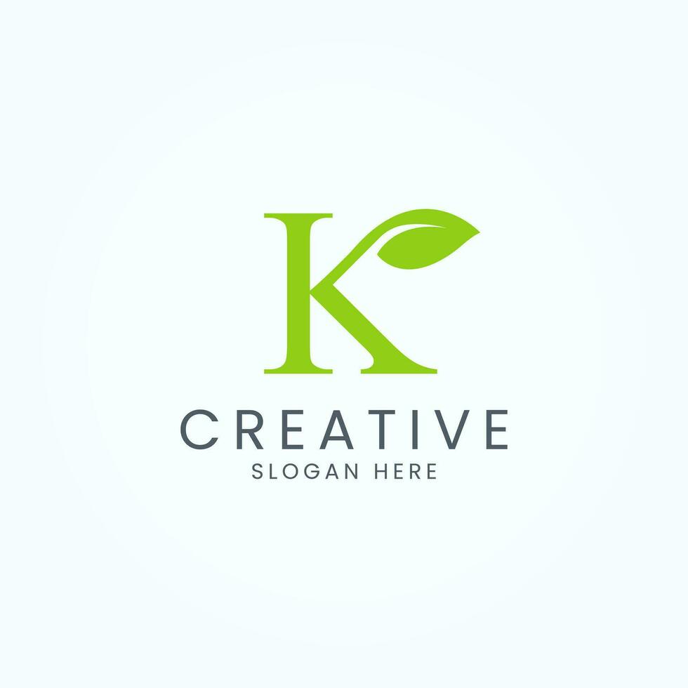 Initial Letter K With Leaf Monogram Logo Design Template vector