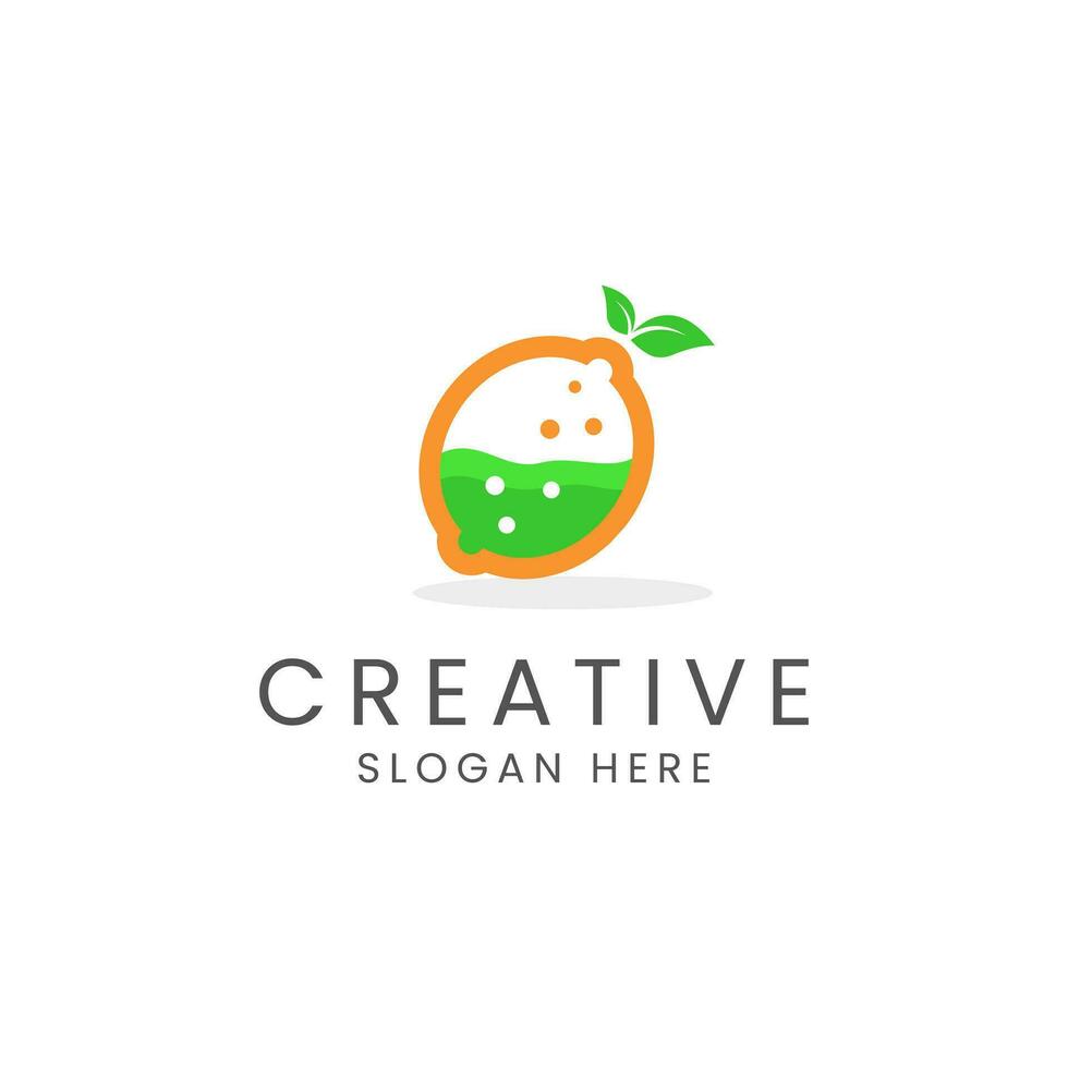 Creative Orange logo design with laboratory Vector Image