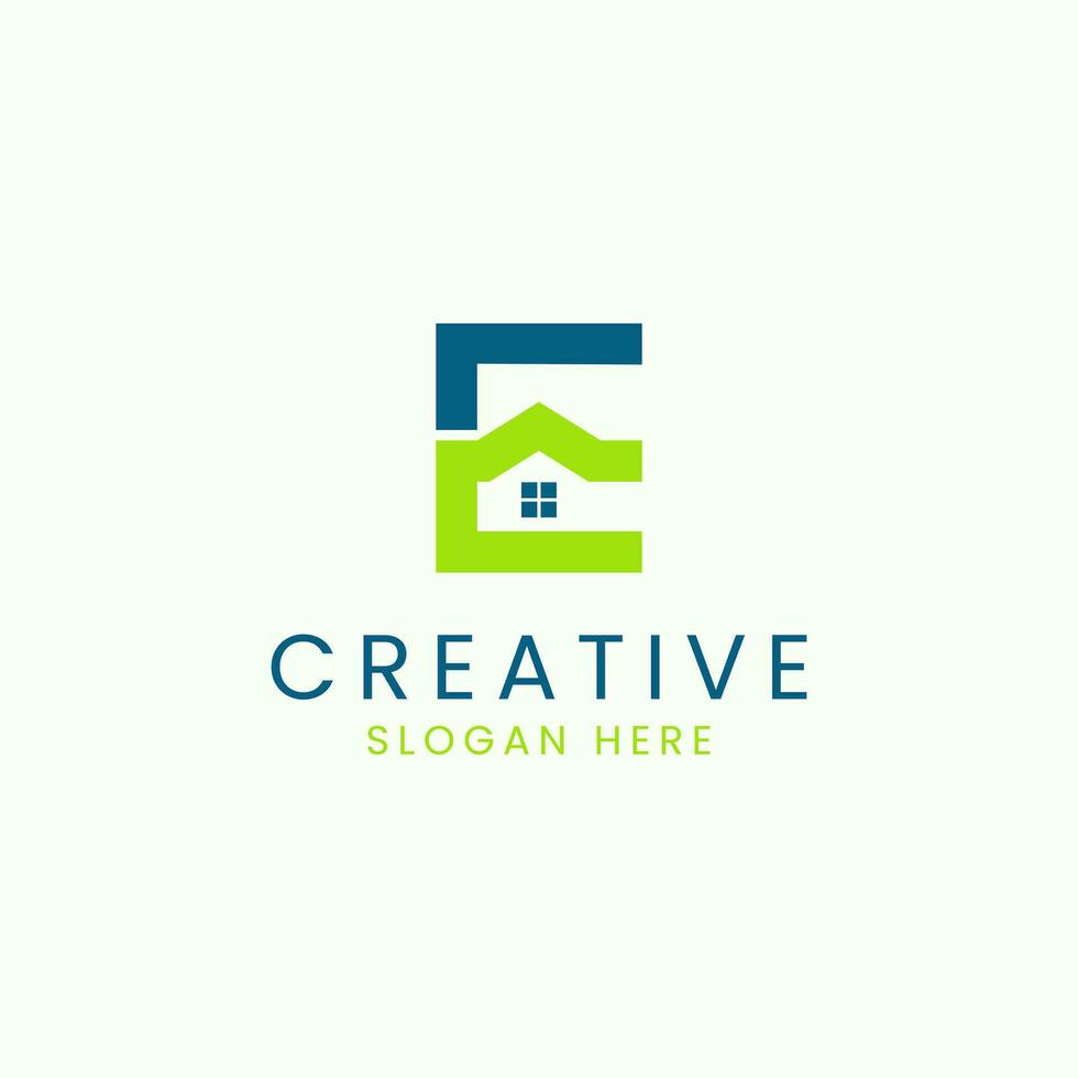 Modern Letter E house Logo Design Vector template