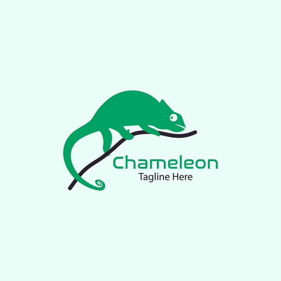 Creative Green Chameleon Logo Design Vector Illustration
