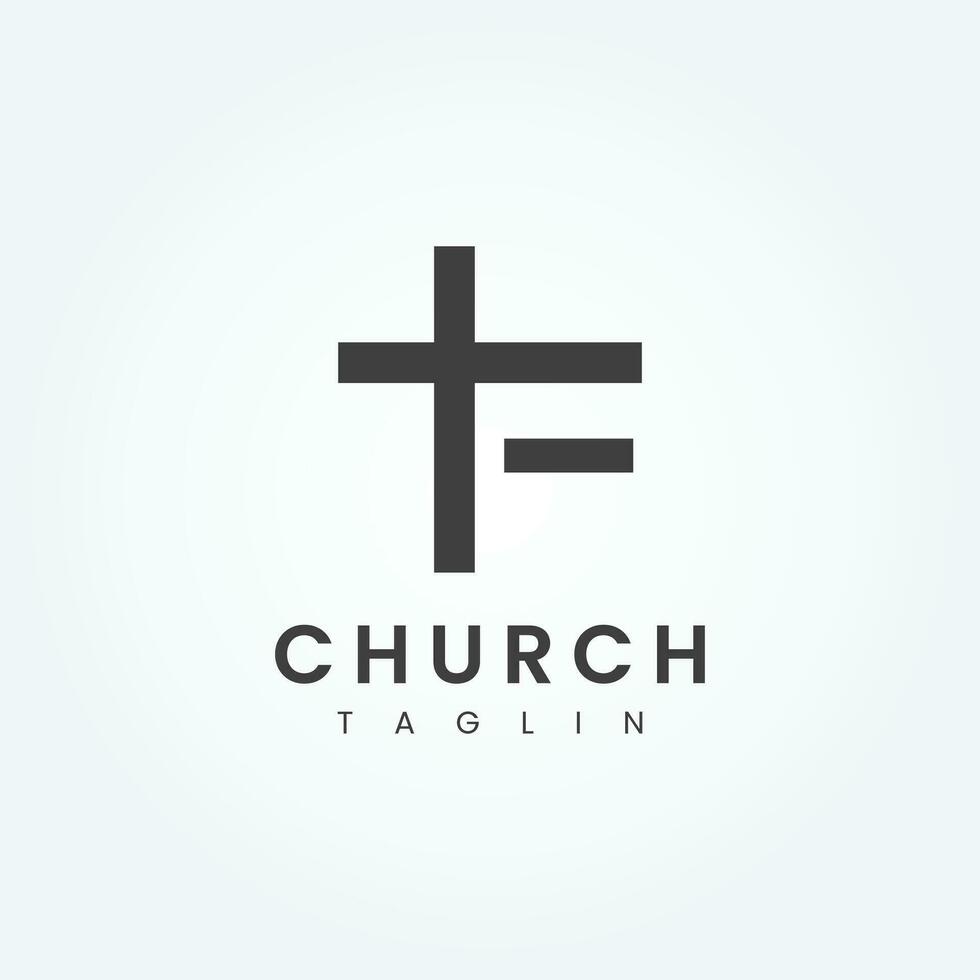 Letter F with Church Logo Design Vector Template