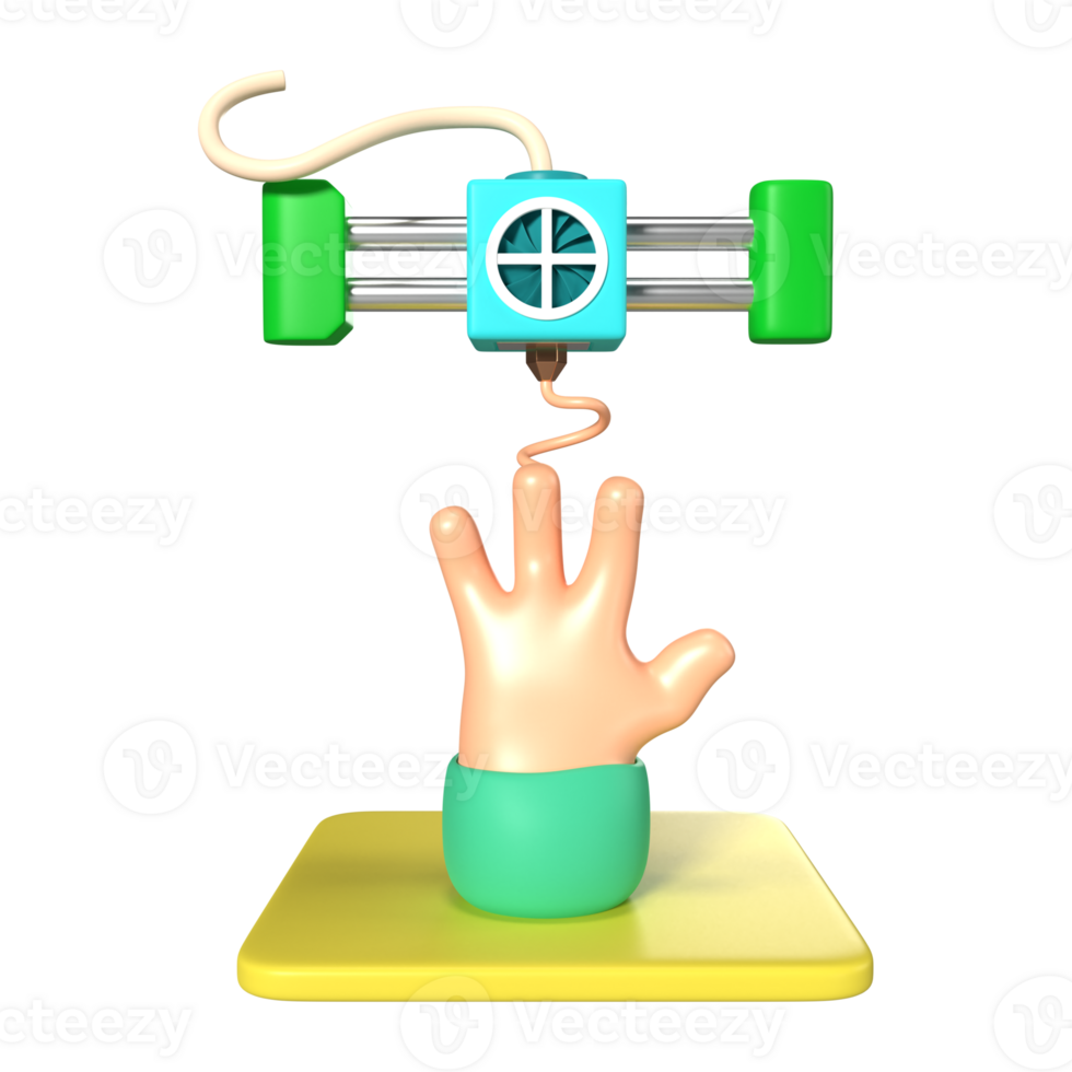 Printing Hand 3D Illustration Icon png