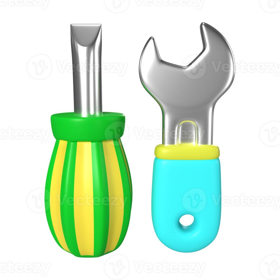 Screwdriver and wrench 3D Illustration Icon png