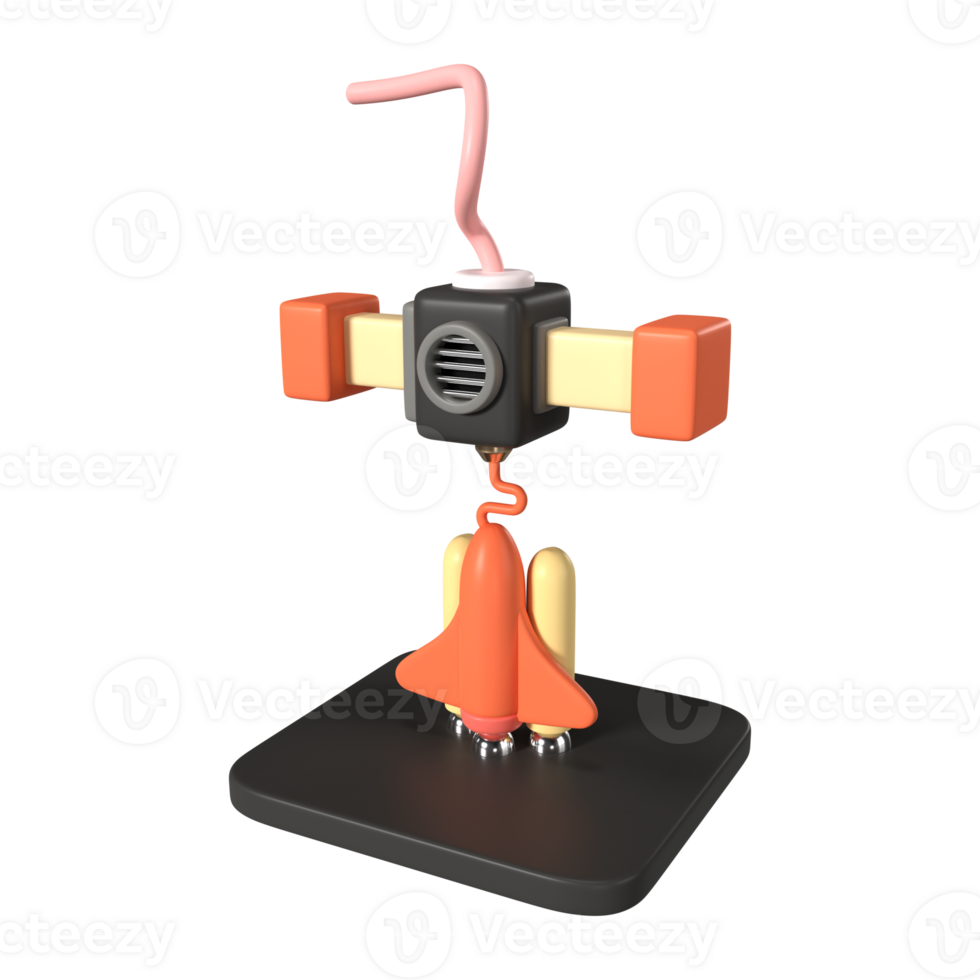 Printing Rocket 3D Illustration Icon png