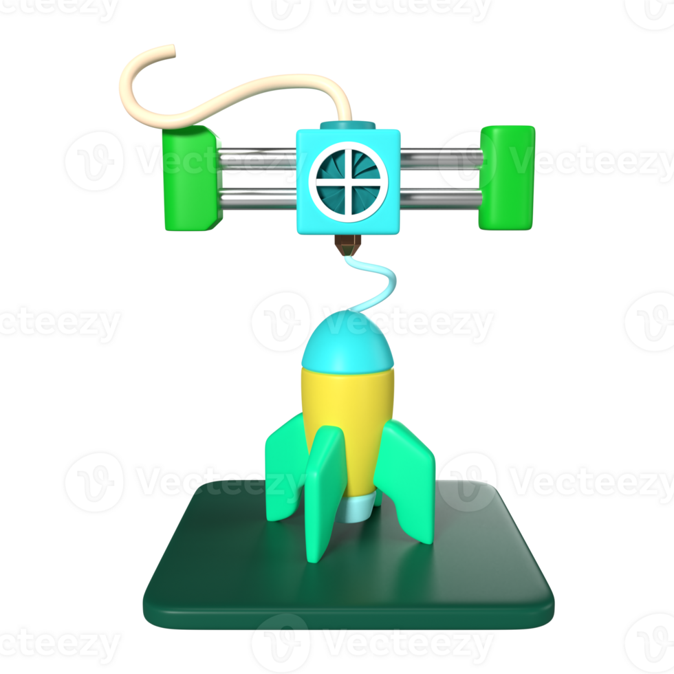 Printing Rocket 3D Illustration Icon png