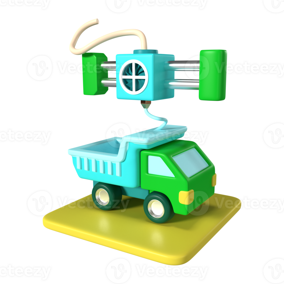 Printing Car 3D Illustration Icon png