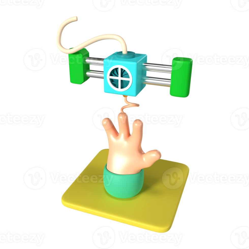 Printing Hand 3D Illustration Icon png