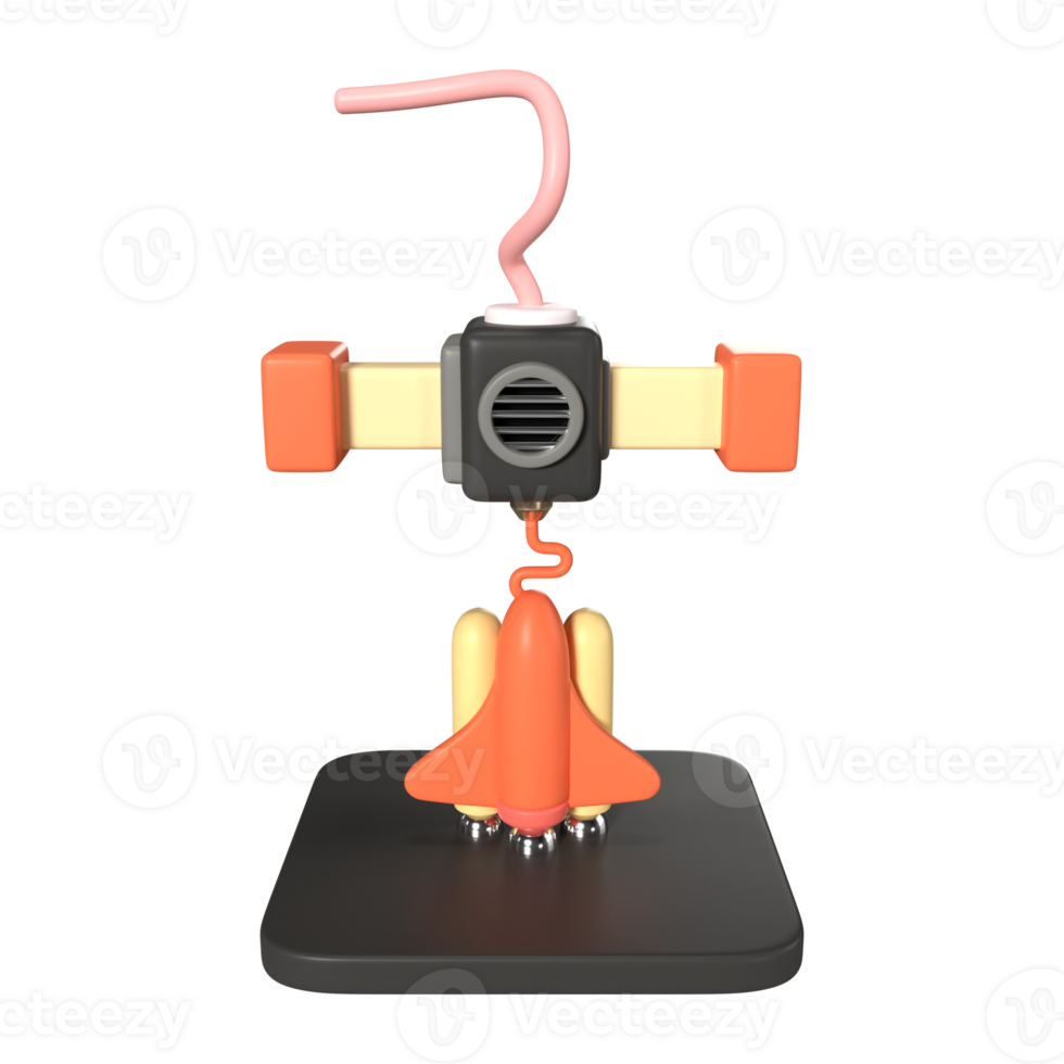 Printing Rocket 3D Illustration Icon png
