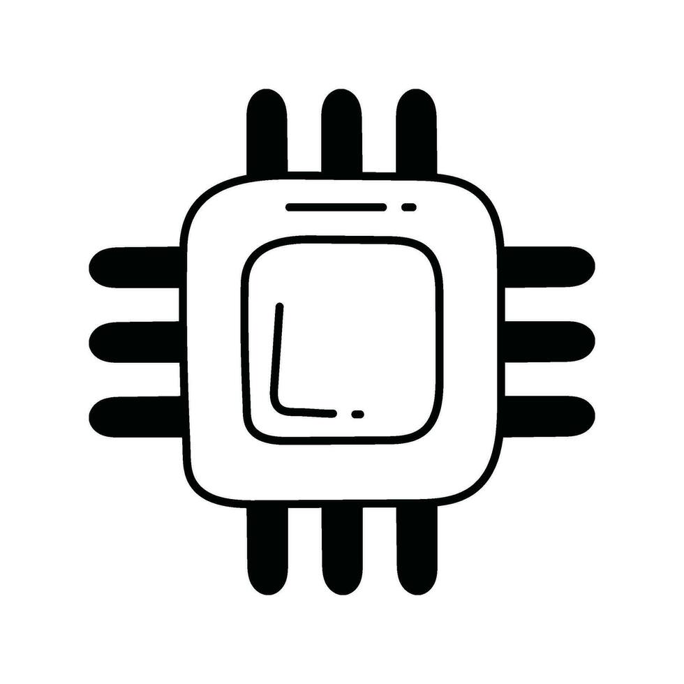Microprocessor doodle Icon Design illustration. Science and Technology Symbol on White background EPS 10 File vector