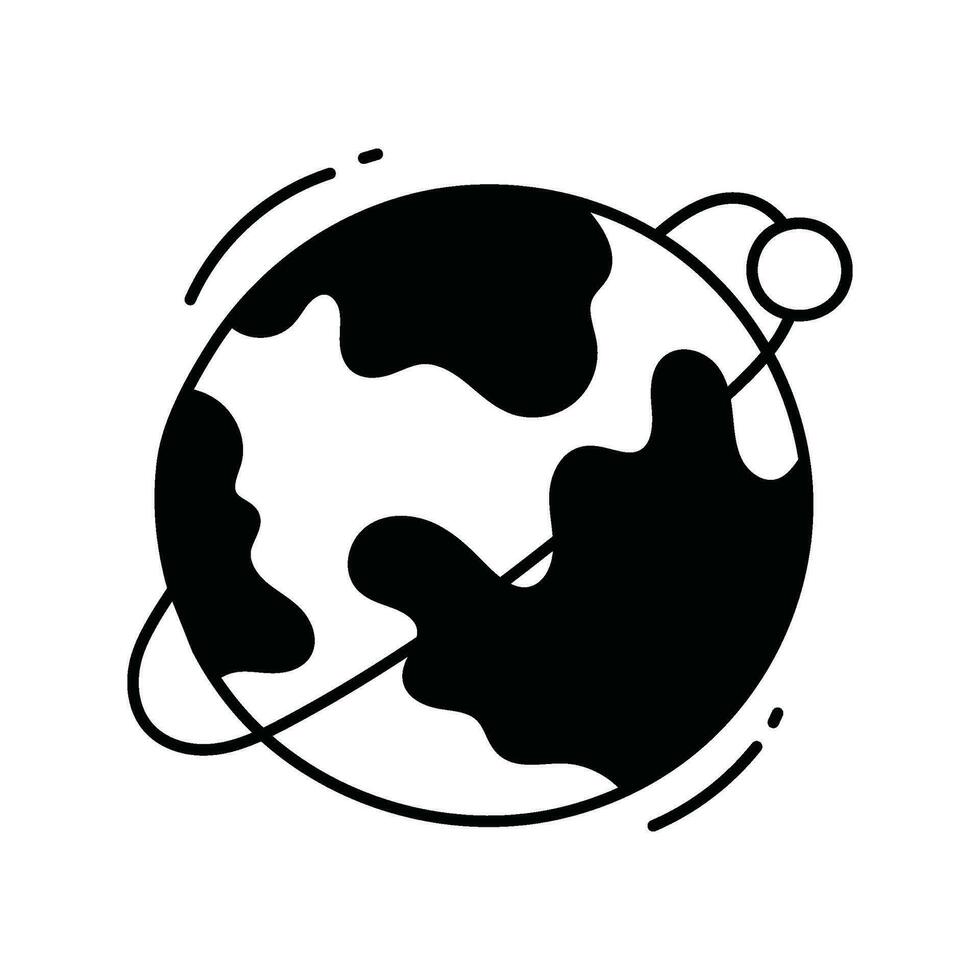 Earth orbit doodle Icon Design illustration. Science and Technology Symbol on White background EPS 10 File vector