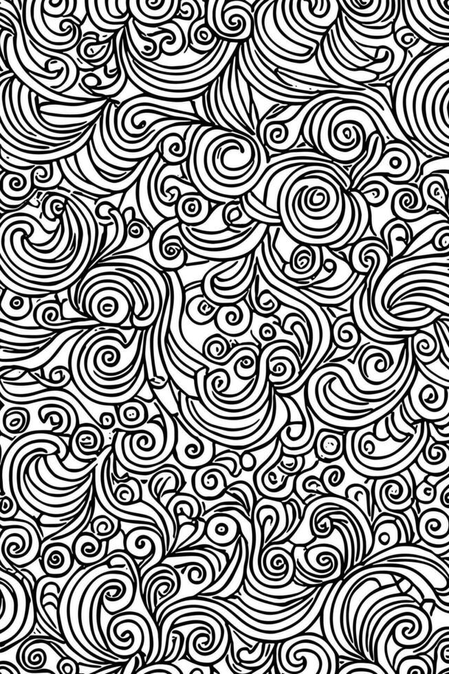 Vector Doodle Illustration Monochromatic Abstract Flower Texture