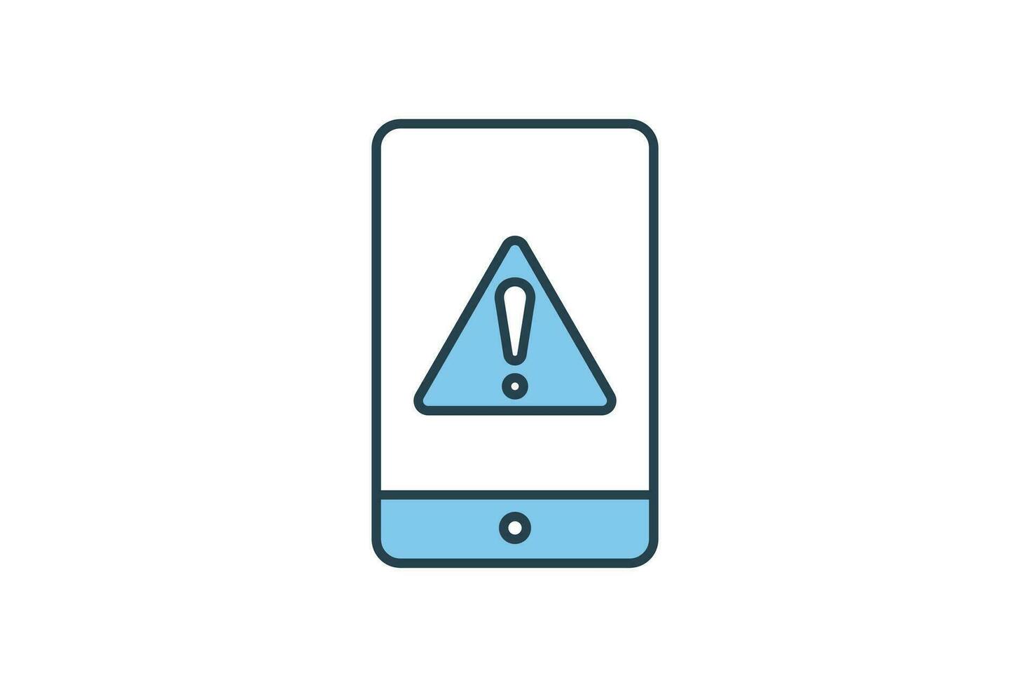 Phone error icon. phone with exclamation mark. icon related to Warning, notification. suitable for web site, app, user interfaces, printable etc. Flat line icon style. Simple vector design editable
