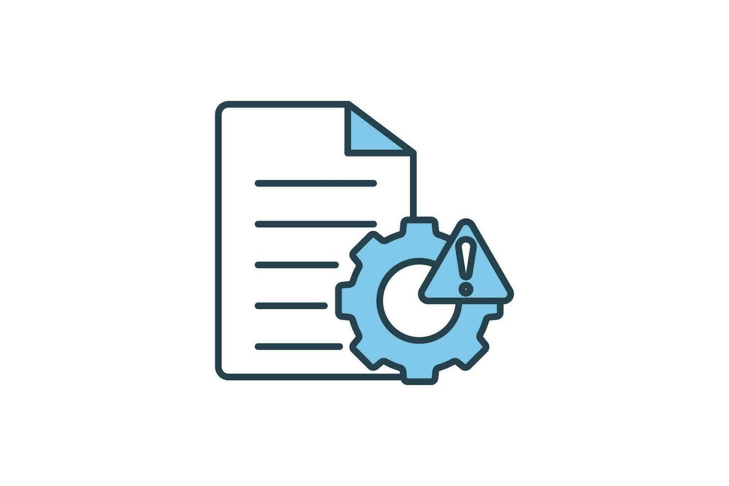 Error report icon. document with gear and exclamation mark. icon related to warning, notification. suitable for app, user interfaces, printable etc. Flat line icon style. Simple vector design editable