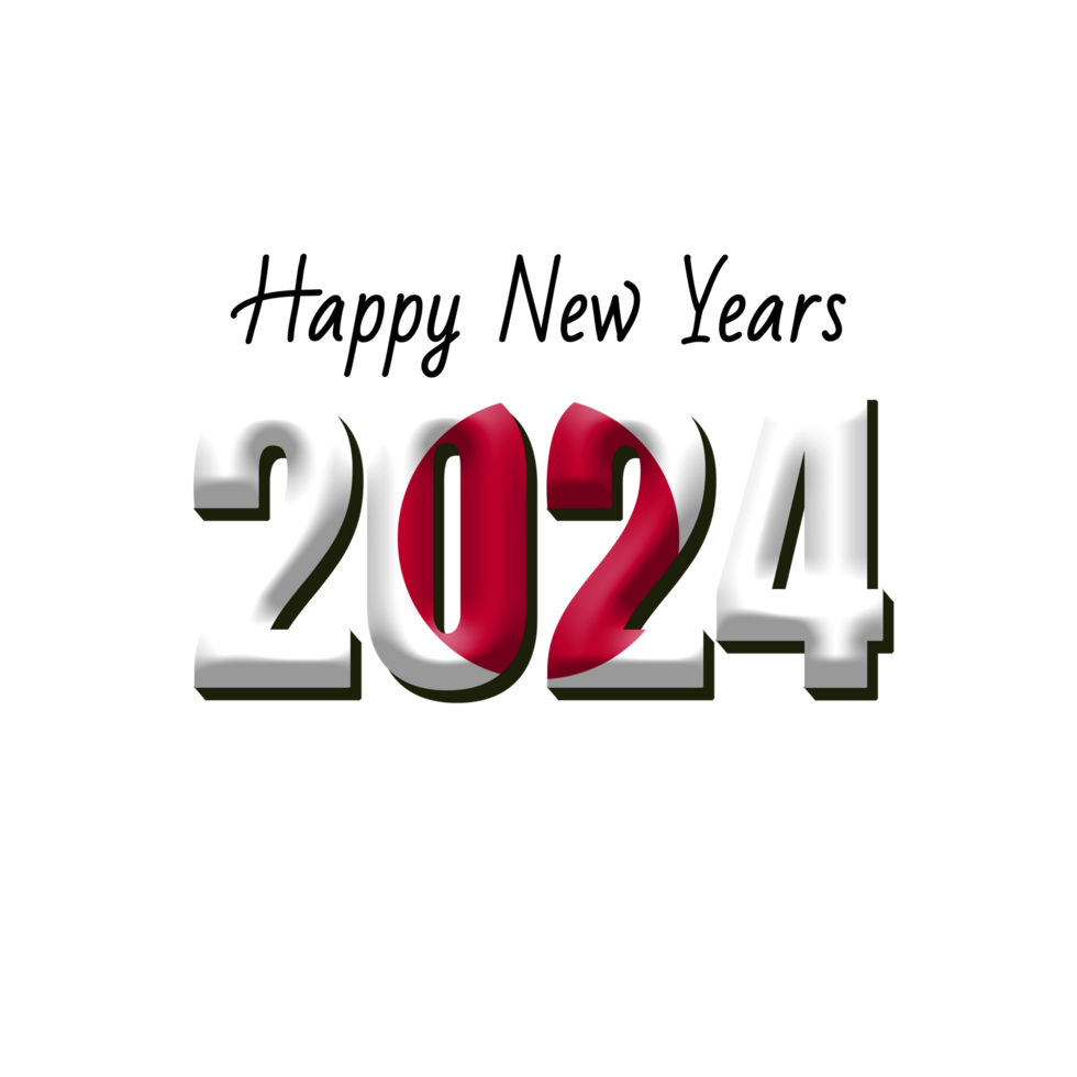 happy new year 2024 with flag Japan 32055415 PNG