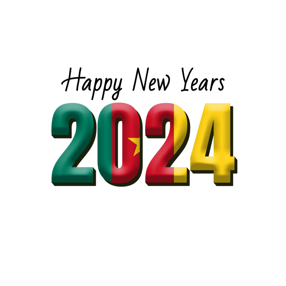 happy new year 2024 with flag Cameroon png
