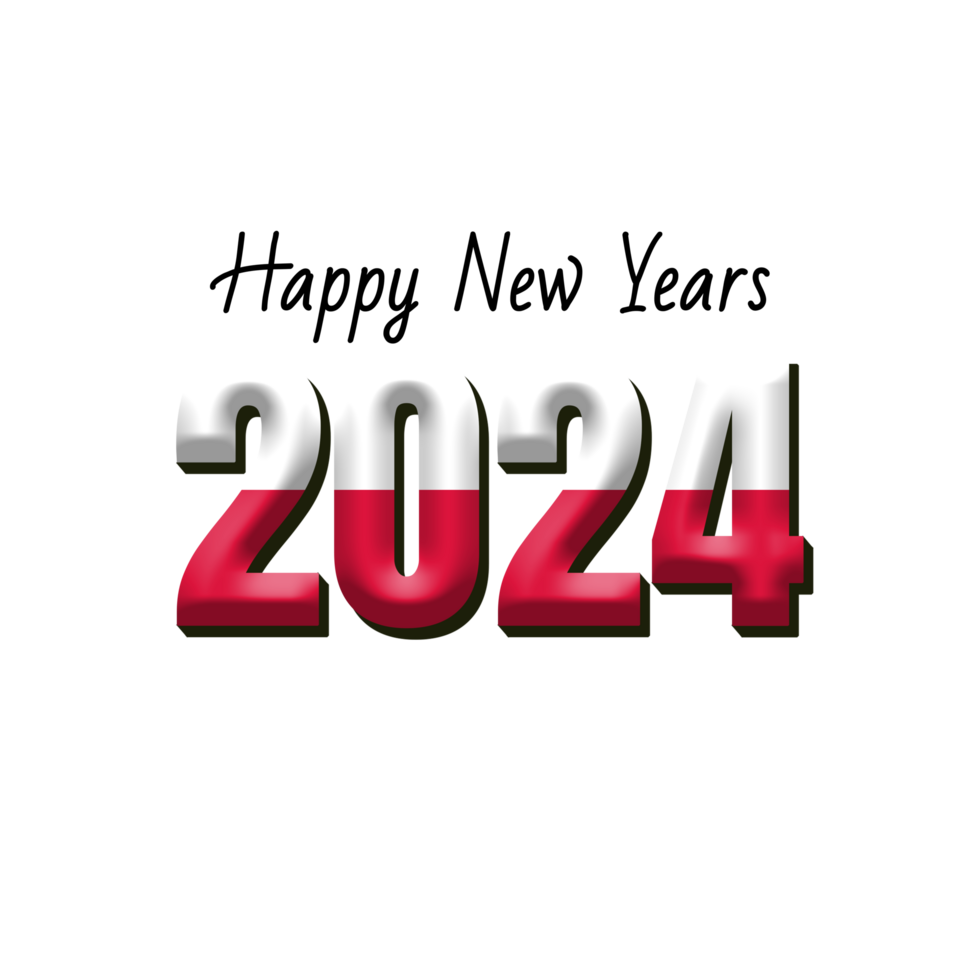 happy new year 2024 with flag Poland png