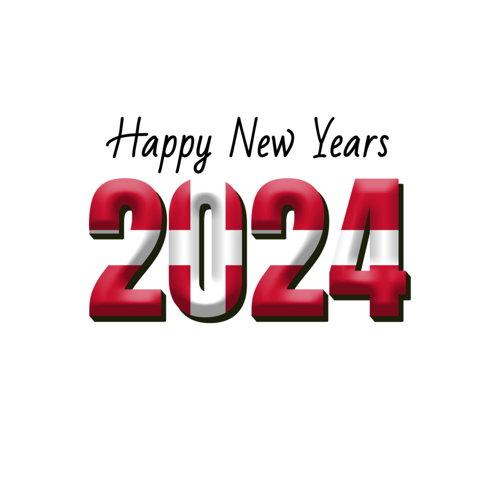 happy new year 2024 with flag Denmark png