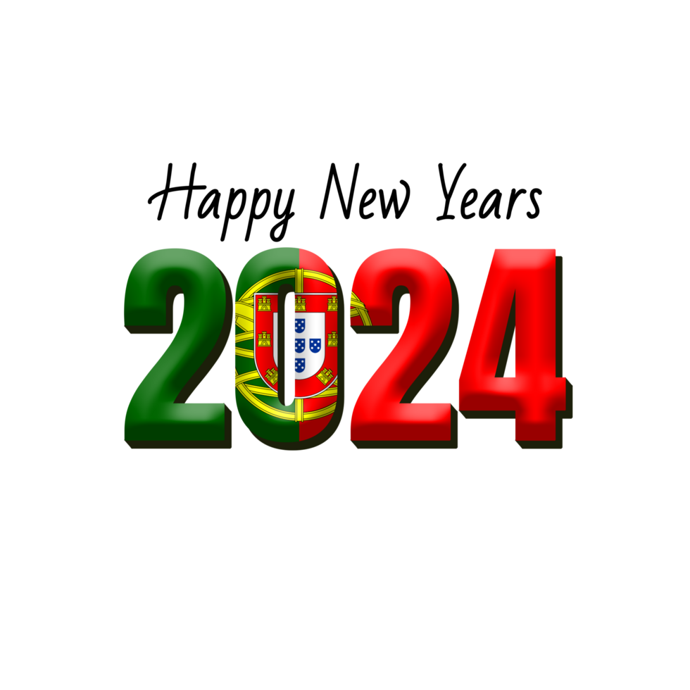 contento nuovo anno 2024 con bandiera Portogallo png