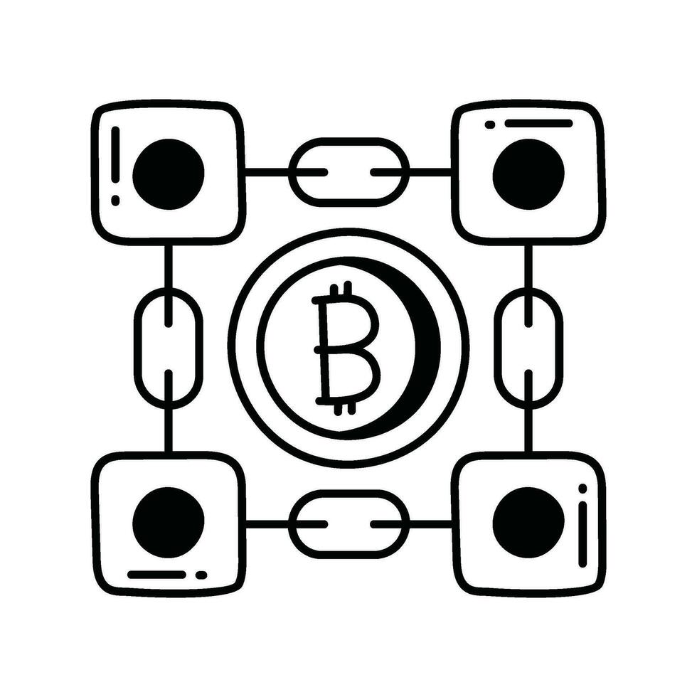 Block chain doodle Icon Design illustration. Science and Technology Symbol on White background EPS 10 File vector