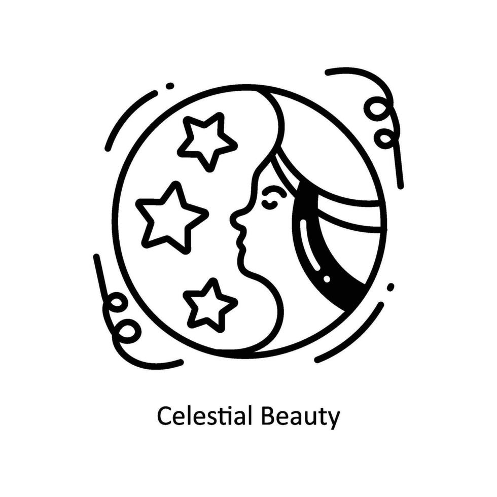 Celestial Beauty doodle Icon Design illustration. Space Symbol on White background EPS 10 File vector