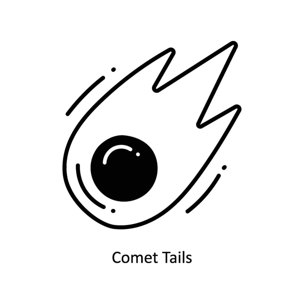 Comet Tails doodle Icon Design illustration. Space Symbol on White background EPS 10 File vector