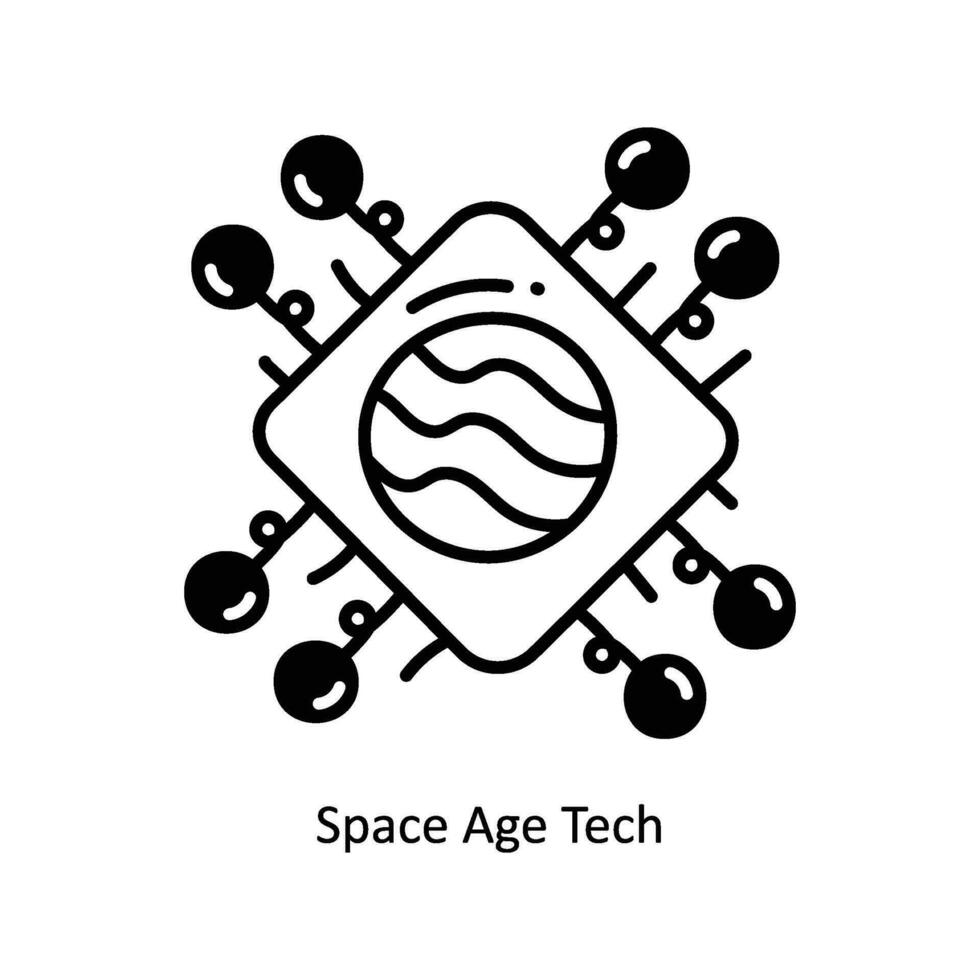 Space Age Tech doodle Icon Design illustration. Space Symbol on White background EPS 10 File vector