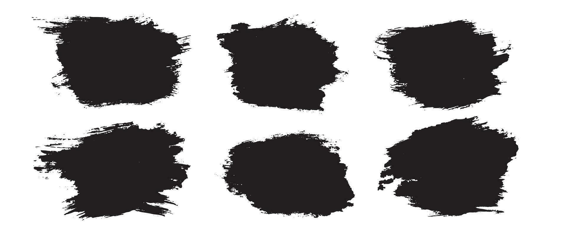 Abstract black color ink vector brush background set