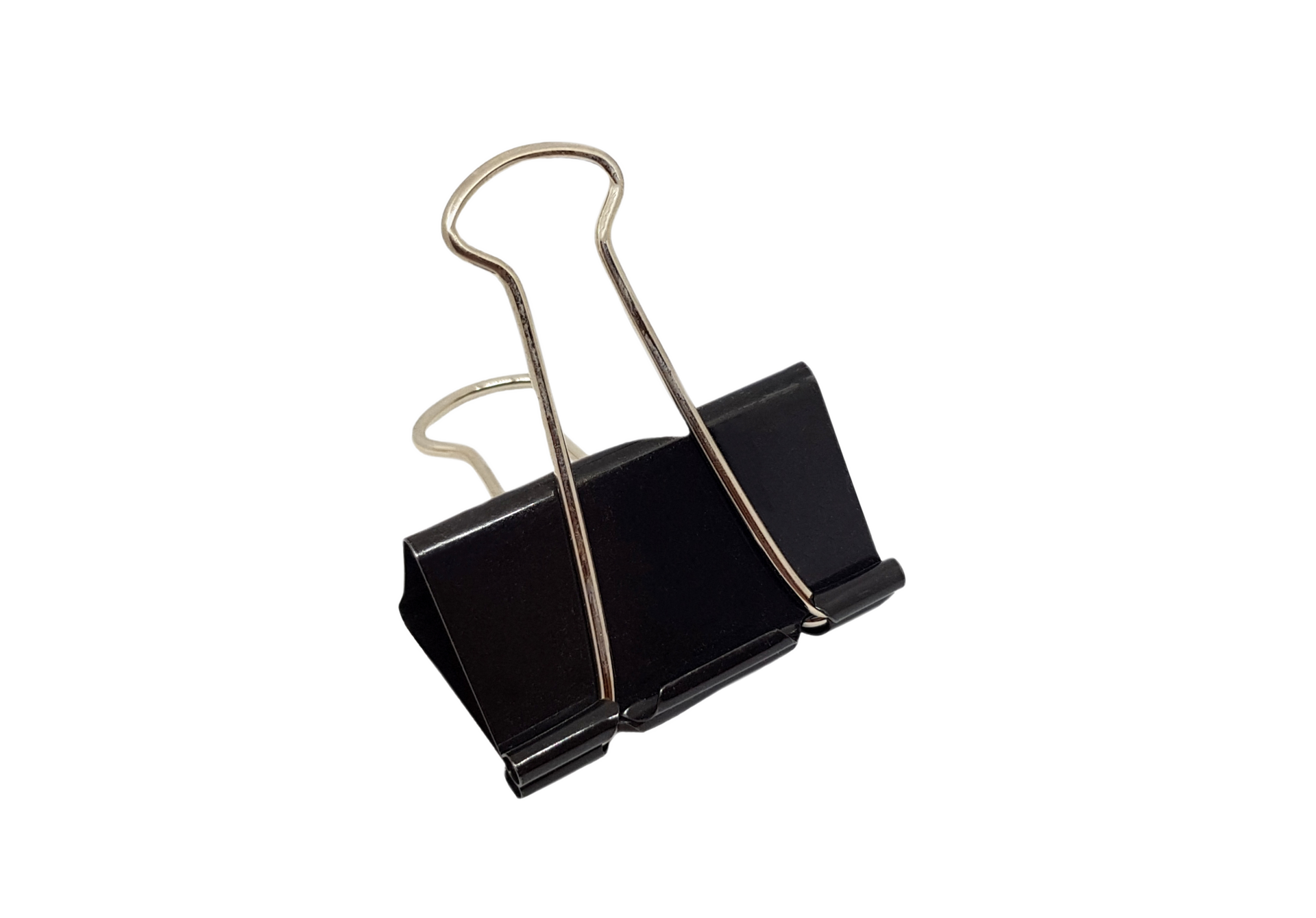 Black paper clip isolated on transparent background with clipping path