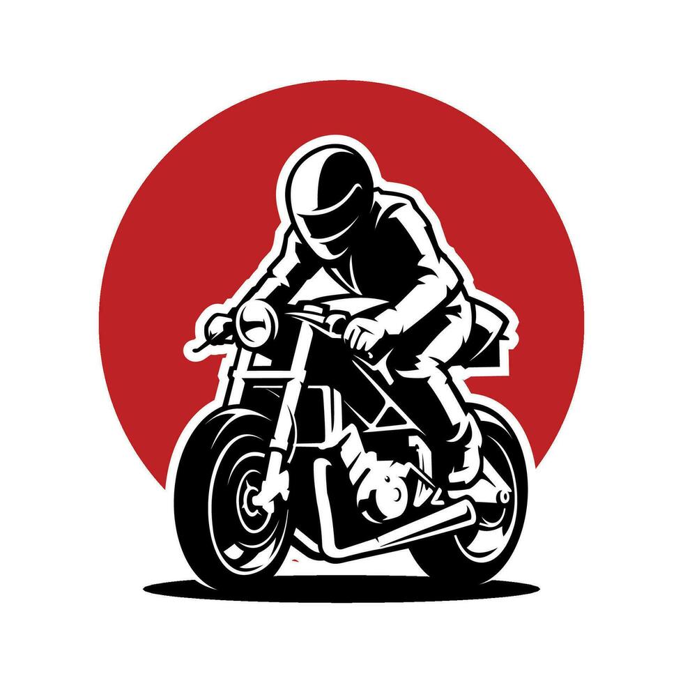 motocicleta y motorista silueta ilustración vector
