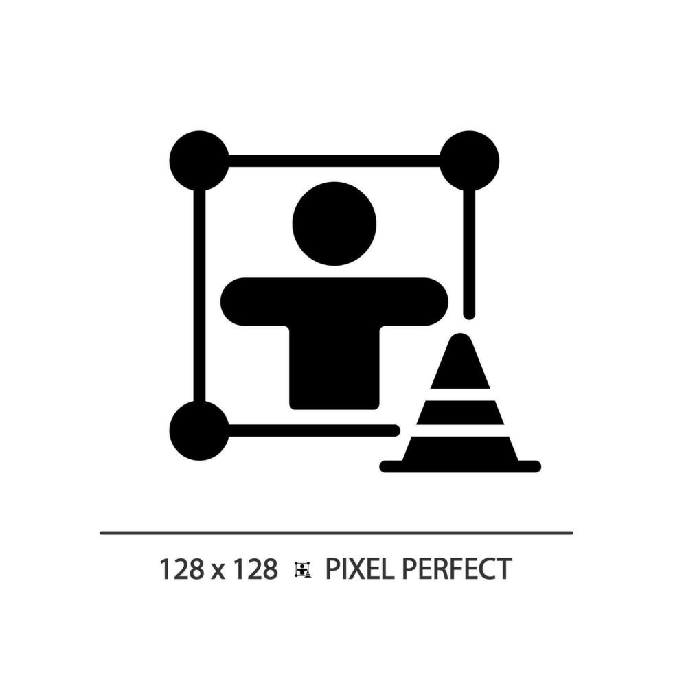 2D pixel perfect glyph style accountability icon, isolated vector, silhouette illustration representing soft skills. vector