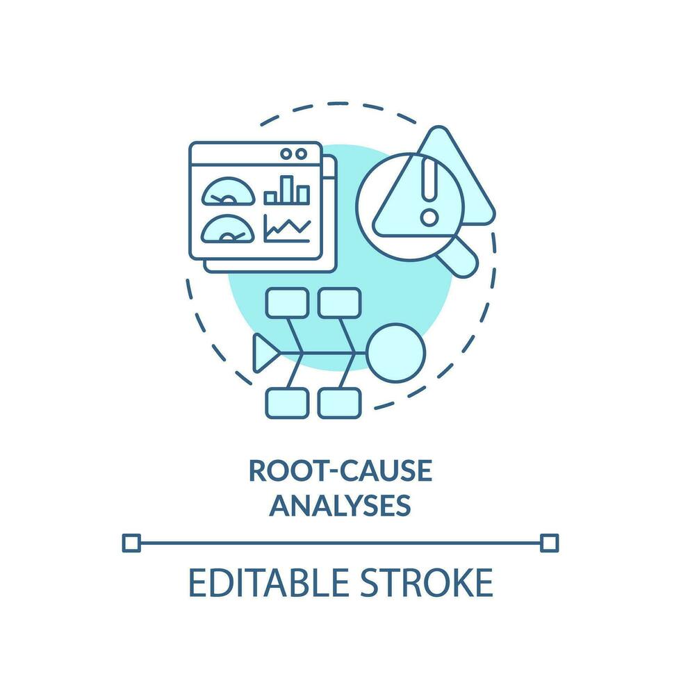 2D editable blue icon root cause analysis concept, isolated vector, predictive maintenance thin line monochromatic illustration. vector