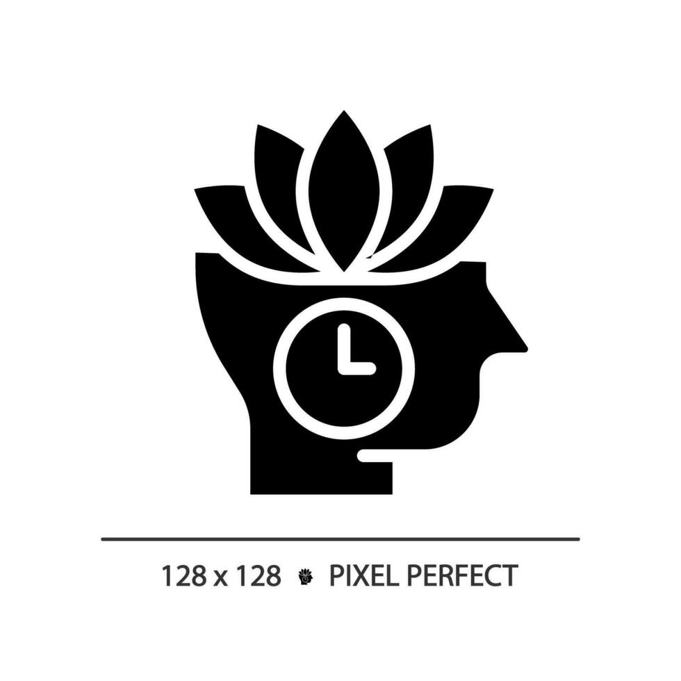 2D pixel perfect glyph style self control icon, isolated vector, silhouette illustration representing soft skills. vector