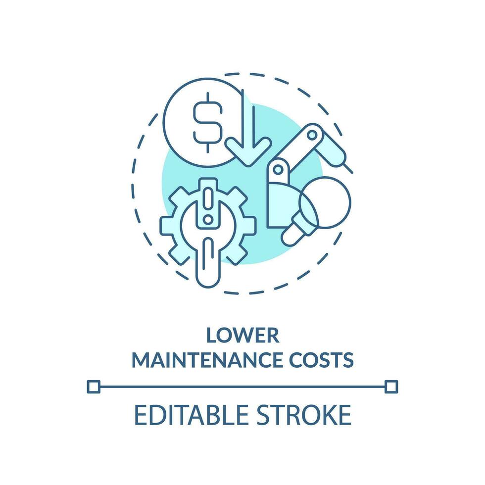 2D editable blue icon lower maintenance costs concept, isolated vector, predictive maintenance thin line monochromatic illustration. vector
