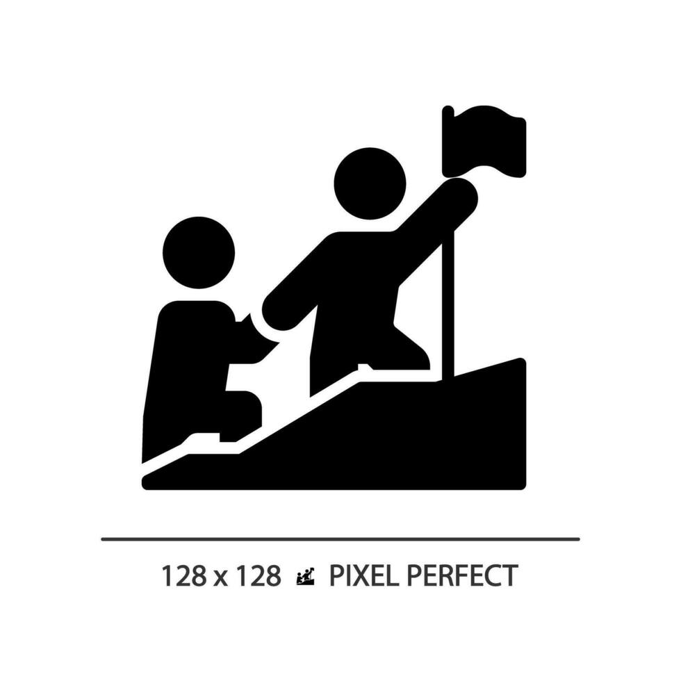 2D pixel perfect glyph style leadership icon, isolated vector, silhouette illustration representing soft skills. vector