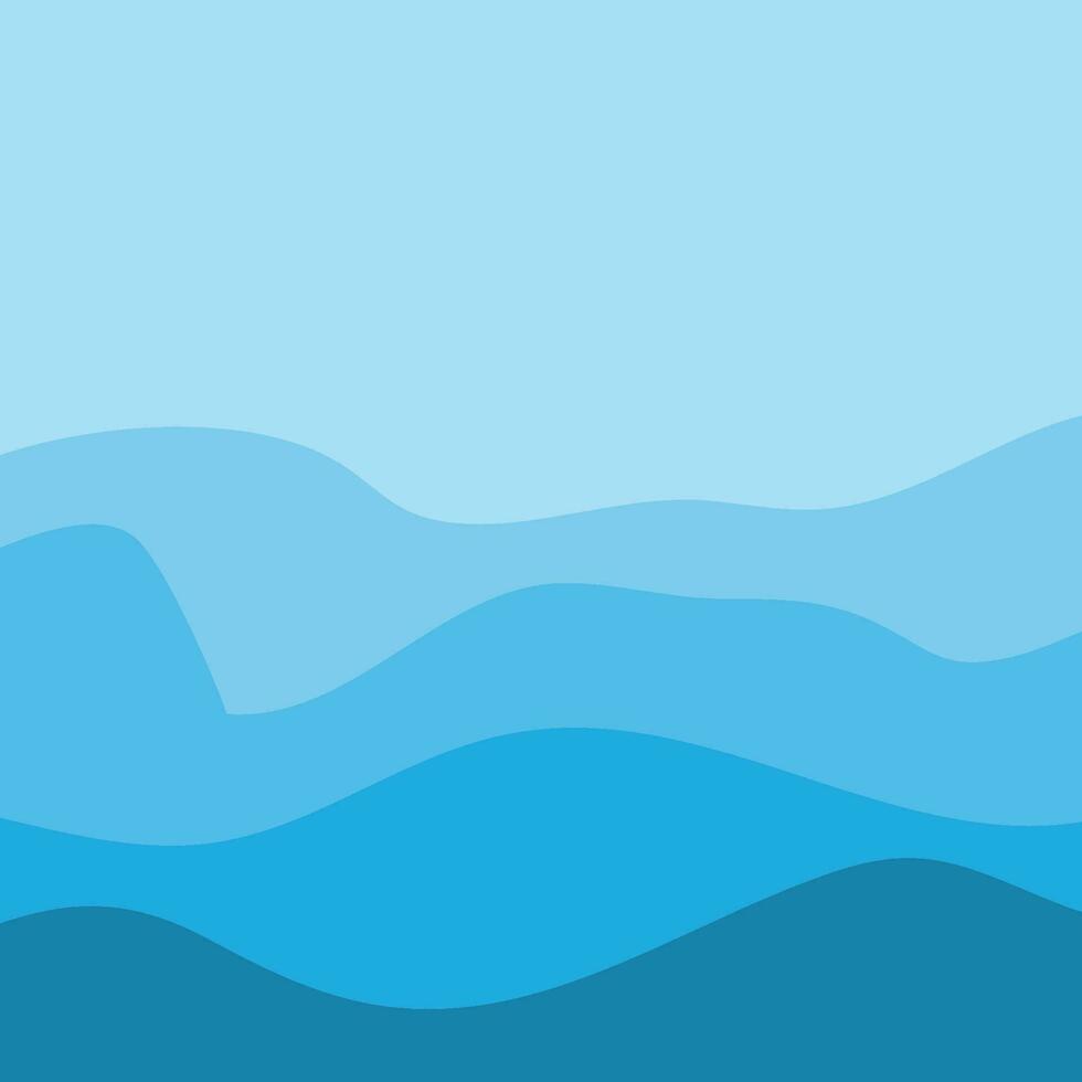 Water Wave Background Design, Abstract Vector Blue Ocean Walpaper Template