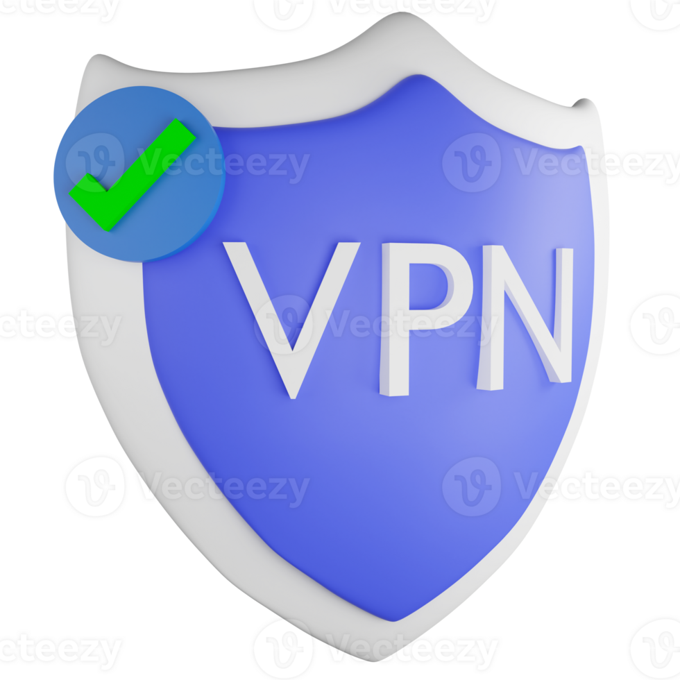 VPN clipart flat design icon isolated on transparent background, 3D render technology and cyber security concept png