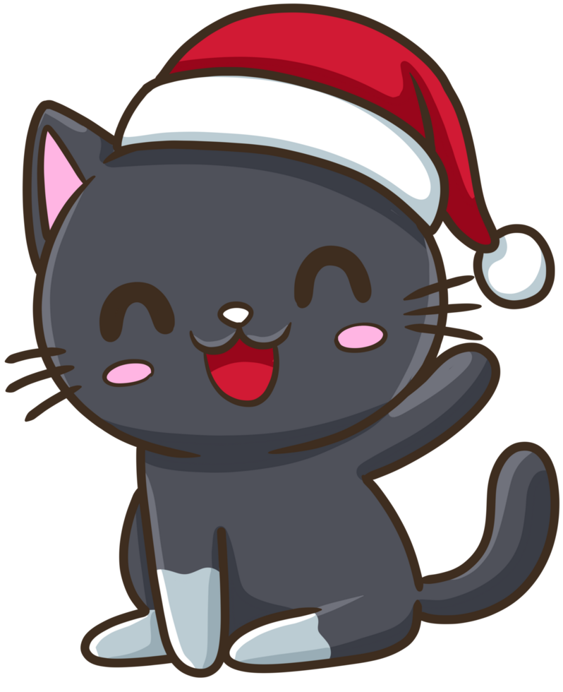 black cat christmas clip art cartoon illustration png
