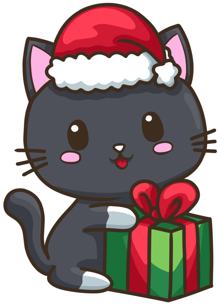 noir chat Noël agrafe art dessin animé illustration png