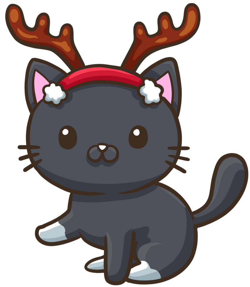 black cat christmas clip art cartoon illustration png