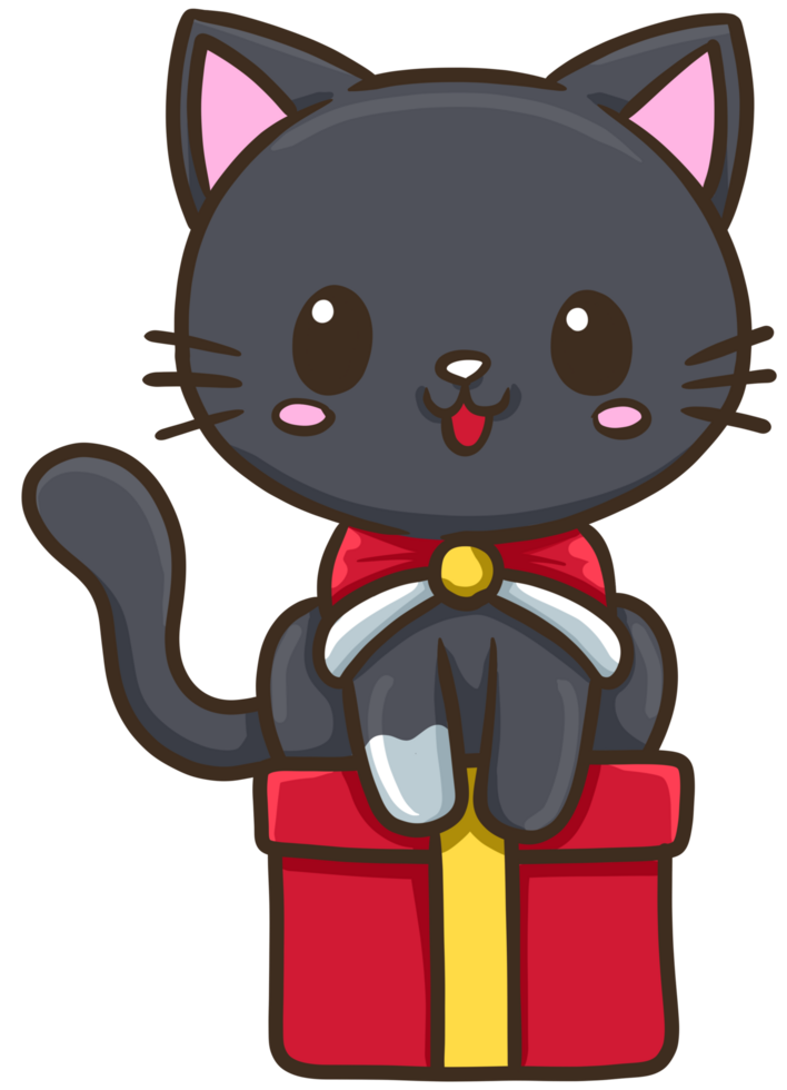 negro gato Navidad acortar Arte dibujos animados ilustración png